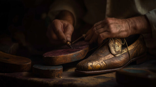 Craftsmanship in a Vintage Workshop for Shoe Repair - Powered by Adobe