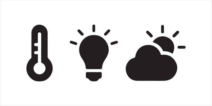 A minimalist black silhouette Wether icon set.