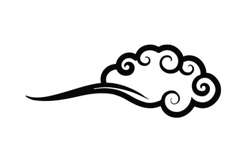 Black swirling cloud design white graphic