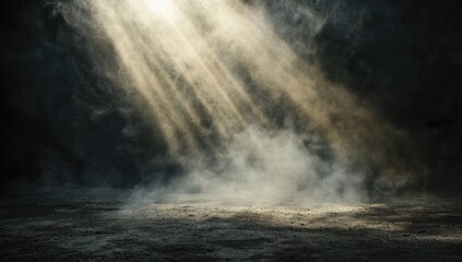Smoky, dark space with a spotlight