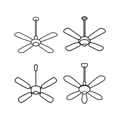A set of ceiling fan line art vector art illustration