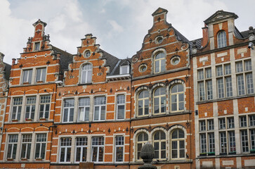 
Leuven, Belgium: Historic gabled buildings with ornate facades.