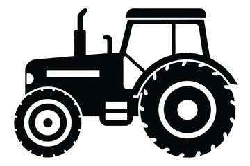Black Silhouette Illustration of an Agricultural Tractor for Farming and Agriculture Applications