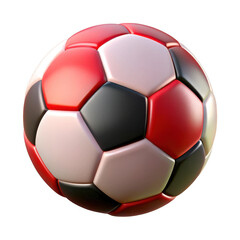 Fototapeta premium 3d soccer ball with red black and white panels isolated on transparent background