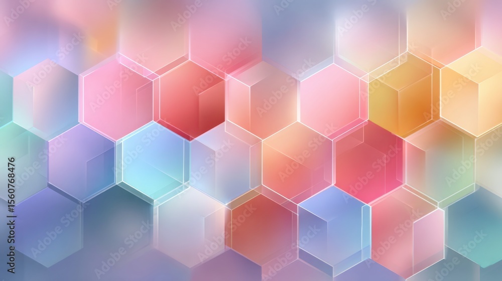 Poster this vibrant background features a hexagonal pattern with a blend of pastel colors, creating a livel
