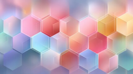 This vibrant background features a hexagonal pattern with a blend of pastel colors, creating a lively and abstract visual suitable for creative projects and designs.