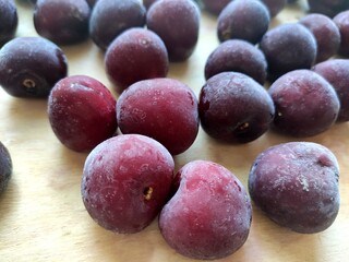 Frozen Cherries on Table
