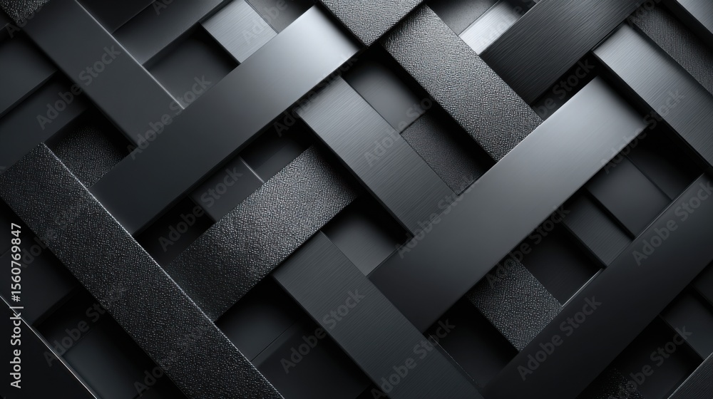 Poster the image displays an intricate pattern of black woven materials, featuring a combination of texture