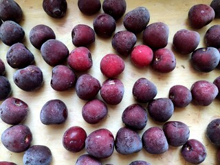 Frozen Cherries on Table