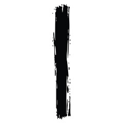Bold vertical brush stroke in black with grunge texture on a transparent background