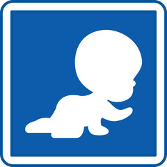 Blue Nursery Sign. Vector Illustration. Place for Babies, Maternity Ward. Sign in the Department of the Hospital