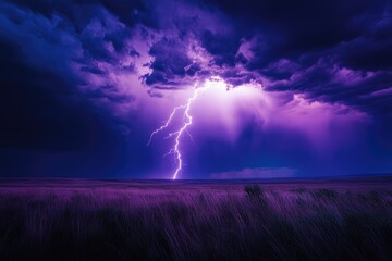 Stormy purple sky over a field