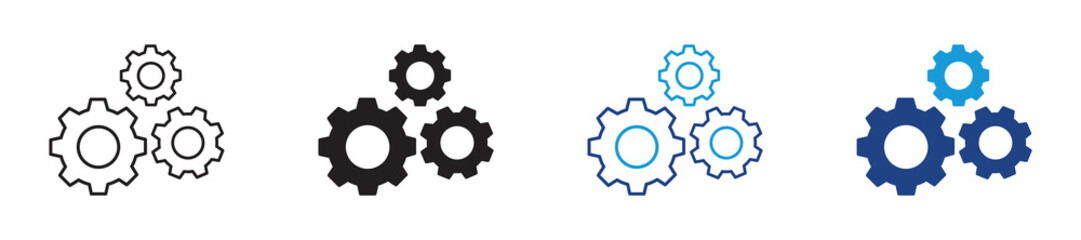 Setting gears icon. Cogwheel group. Gear design icon set ,  Progress or construction concept, vector illustration .