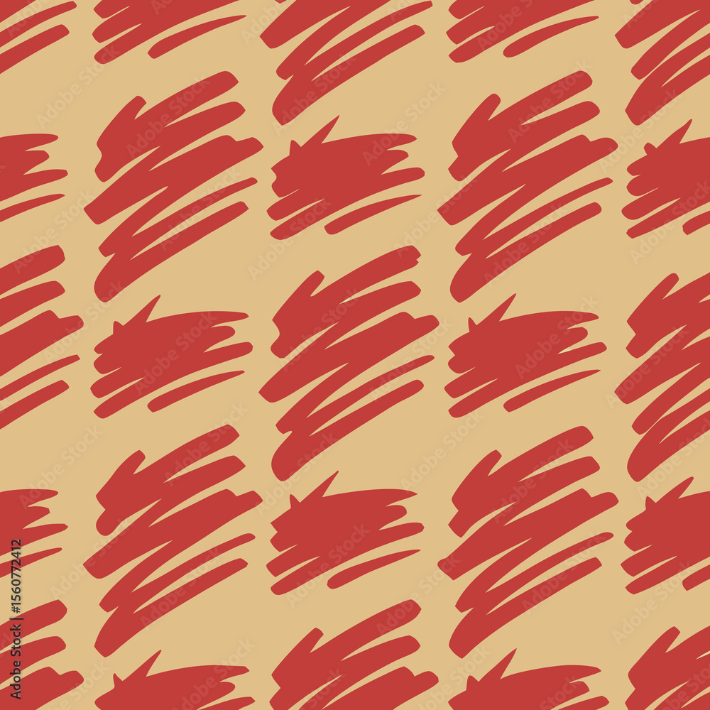 Poster seamless red scribble pattern on beige background for modern design projects