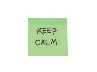 Keep calm message on sticky note isolated on transparent