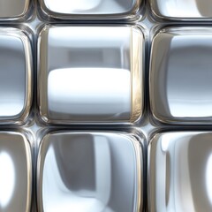 Futuristic metallic abstract pattern with reflective 3D black spheres