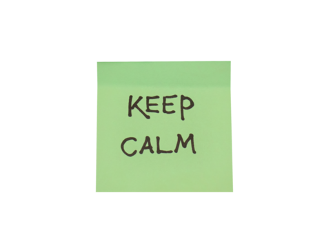 Keep calm message on sticky note isolated on transparent
