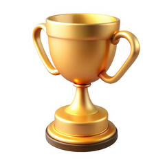 Golden trophy award for achievement and victory isolated on transparent background