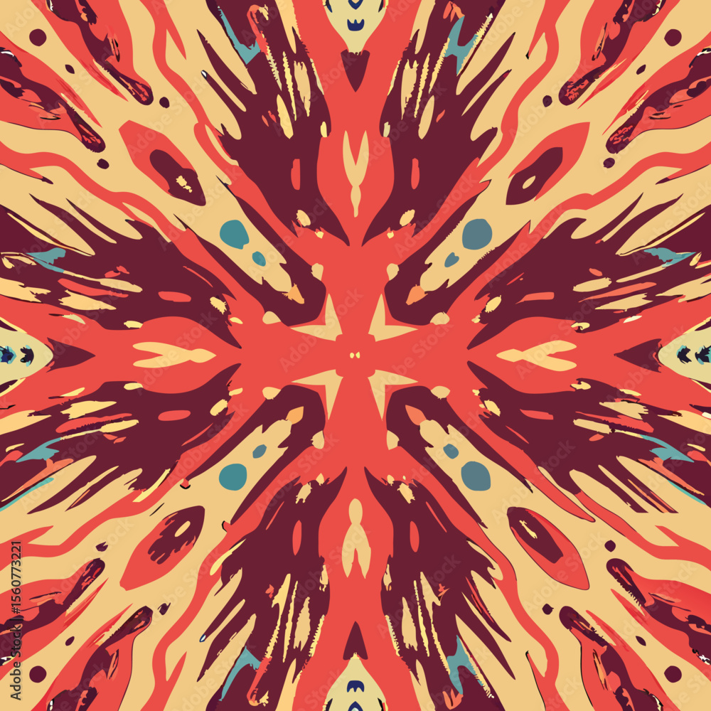Poster symmetrical abstract artwork with warm tones and transparency for versatile design applications