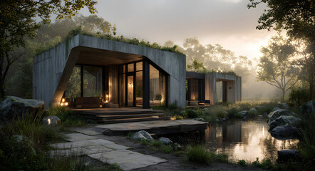 Innovative 3d concrete printing architecture: modern sustainable house design