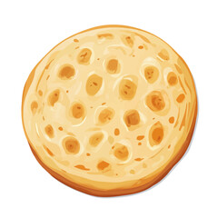 2D flat vector illustration of a Bannock in icon style, isolated on white background