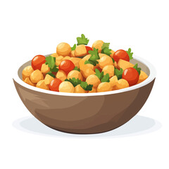 Chana Chaat, flat style 2D vector image, isolated on a white background
