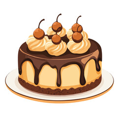 2D flat vector illustration of a Chestnut Cake in icon style, isolated on white background
