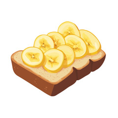 Flat 2D Banana Bread illustration, vector graphic in icon style, on white background