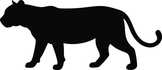 Black panther silhouette walking profile depicting wildlife icon vector illustration