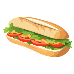 Banh Mi, flat style 2D vector image, isolated on a white background