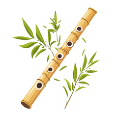 Fototapeta premium Bamboo Flute, flat style 2D vector image, isolated on a white background