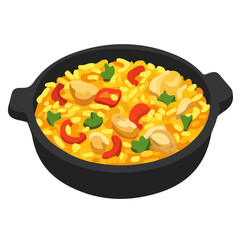 Arroz Con Pollo, flat style 2D vector image, isolated on a white background