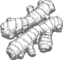 Aromatic Ginger Root: Hand-Drawn Botanical Illustration