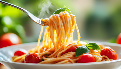 plate of pasta with tomato sauce
