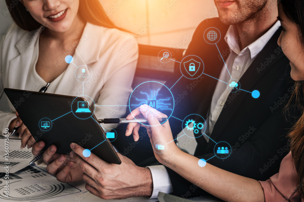 Poster ai network system connects data, security, communication, and intelligence. ai network system enable