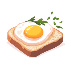 Minimal flat vector of a Croque Madame, 2D icon-style illustration on white background