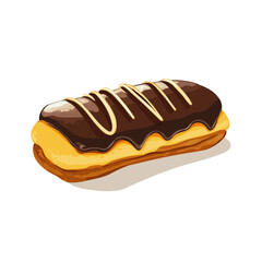 Minimal flat vector of a Chocolate Eclair, 2D icon-style illustration on white background