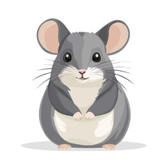 Minimal flat vector of a Chinchilla, 2D icon-style illustration on white background