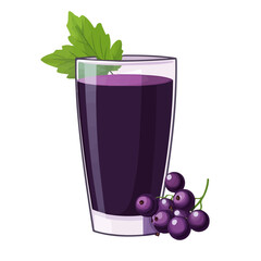 Minimal flat vector of a Blackcurrant Juice, 2D icon-style illustration on white background