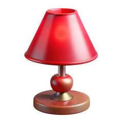 Obraz premium A stylish red desk lamp with a metallic base isolated on transparent background