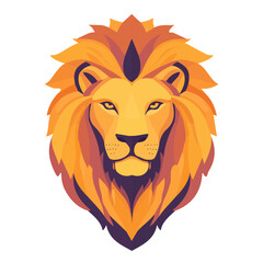 Flat 2D Chimera Lion Head illustration, vector graphic in icon style, on white background