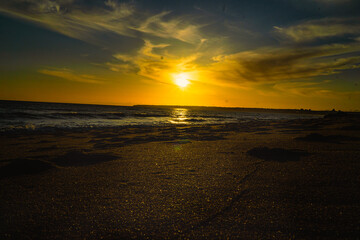 sunset on the beach in algarve