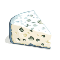 Blue Cheese, flat style 2D vector image, isolated on a white background