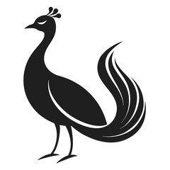 Stylish Peacock Silhouette with Detailed Tail for Artistic