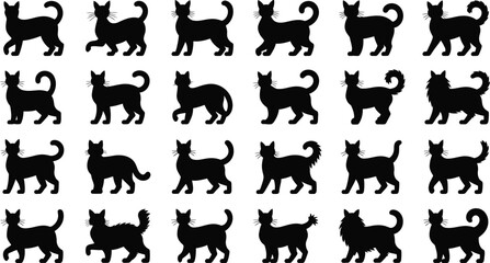Set of black animal silhouettes vector including dogs cats horses and wildlife shapes