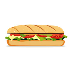 Banh Mi, flat style 2D vector image, isolated on a white background