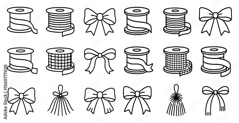 Aufkleber collection of ribbon bows in various sizes and shapes. the bows are all white and are arranged in a 
