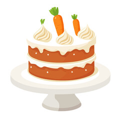 Carrot Cake, flat style 2D vector image, isolated on a white background