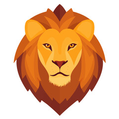 Flat 2D Chimera Lion Head illustration, vector graphic in icon style, on white background