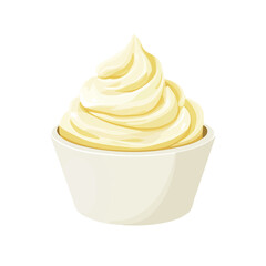 Clotted Cream, flat style 2D vector image, isolated on a white background
